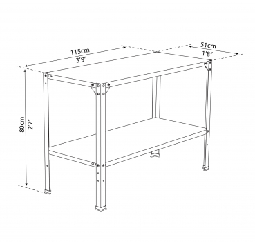 Palram-Canopia Stahl Tisch 2 Ebenen freistehend BxTxH 115x51x80cm, Tragkraft 75kg